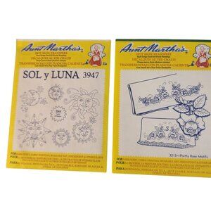 Aunt Marthas Hot Iron Transfers Sol Y Luna 3947 & Pretty Rose Motifs 3213 For Ne